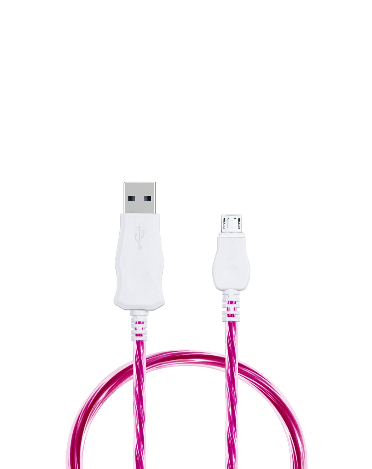 Visible USB-A to Micro USB Flowing LED Fast Charging Cable — 5W, 3 ft, Pink
