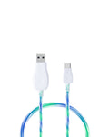 Visible USB-A to Lightning Glowing LED Fast Charging Cable — 10W, 3 ft, Blue & Green