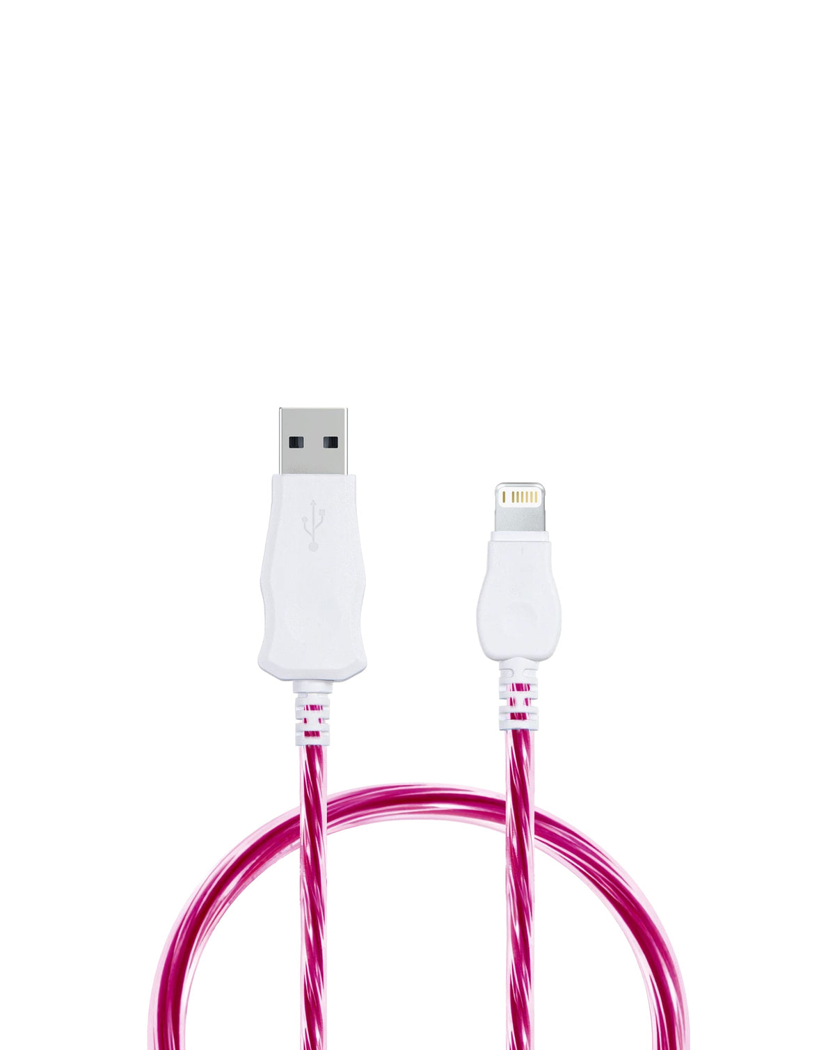 Visible USB-A to Lightning Flowing LED Fast Charging Cable — 10W, 3 ft, Pink