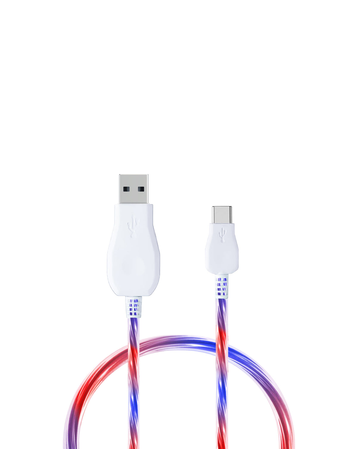 Visible USB-A to Lightning Glowing LED Fast Charging Cable — 10W, 3 ft, Blue & Red