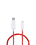 Visible USB-A to Lightning Flowing LED Fast Charging Cable — 10W, 3 ft, Red