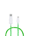 Visible USB-A to USB-C Flowing LED Fast Charging Cable — 10W, 3 ft, Green