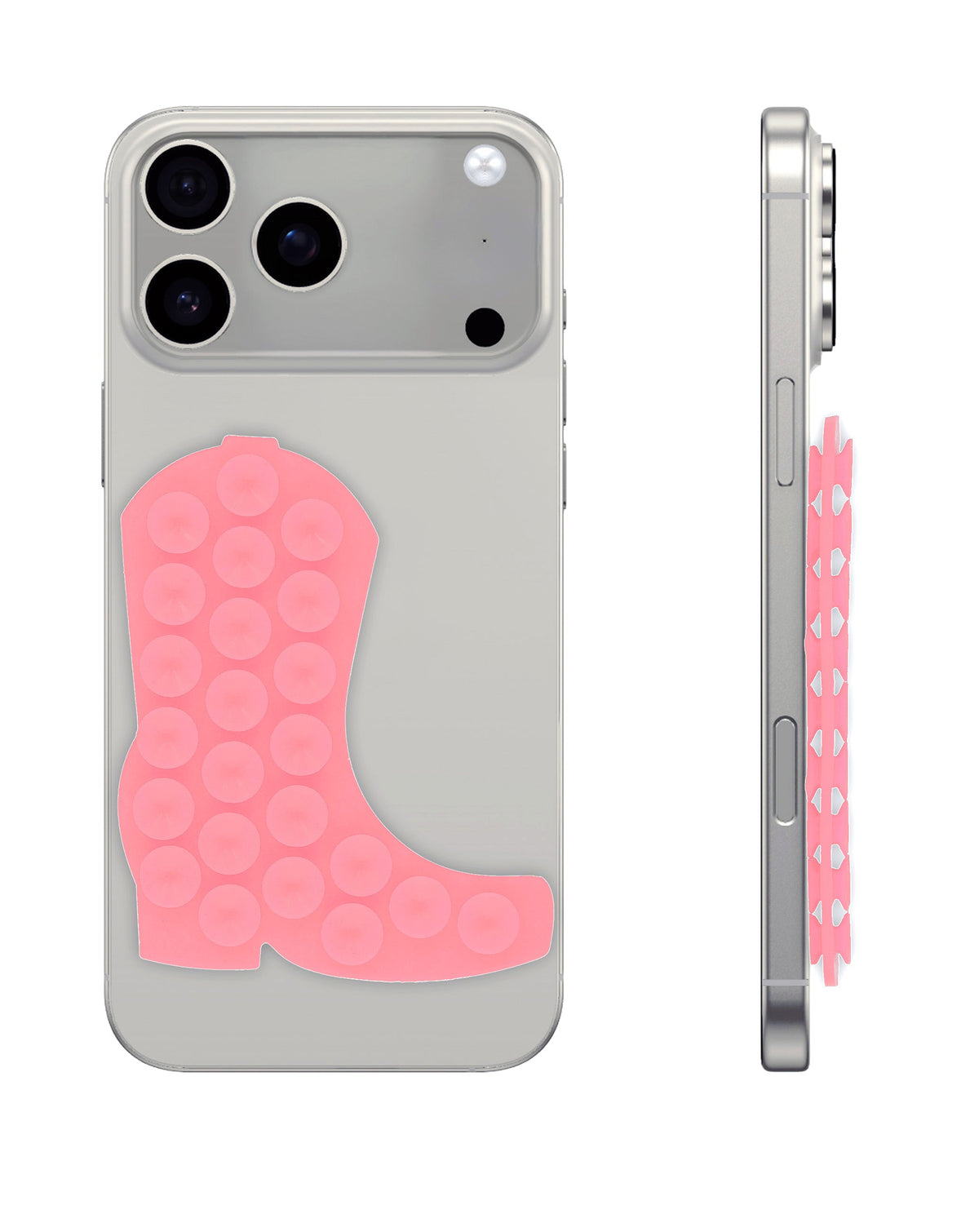 Cowboy Boot Silicone Suction Cup Phone Holder — Pink