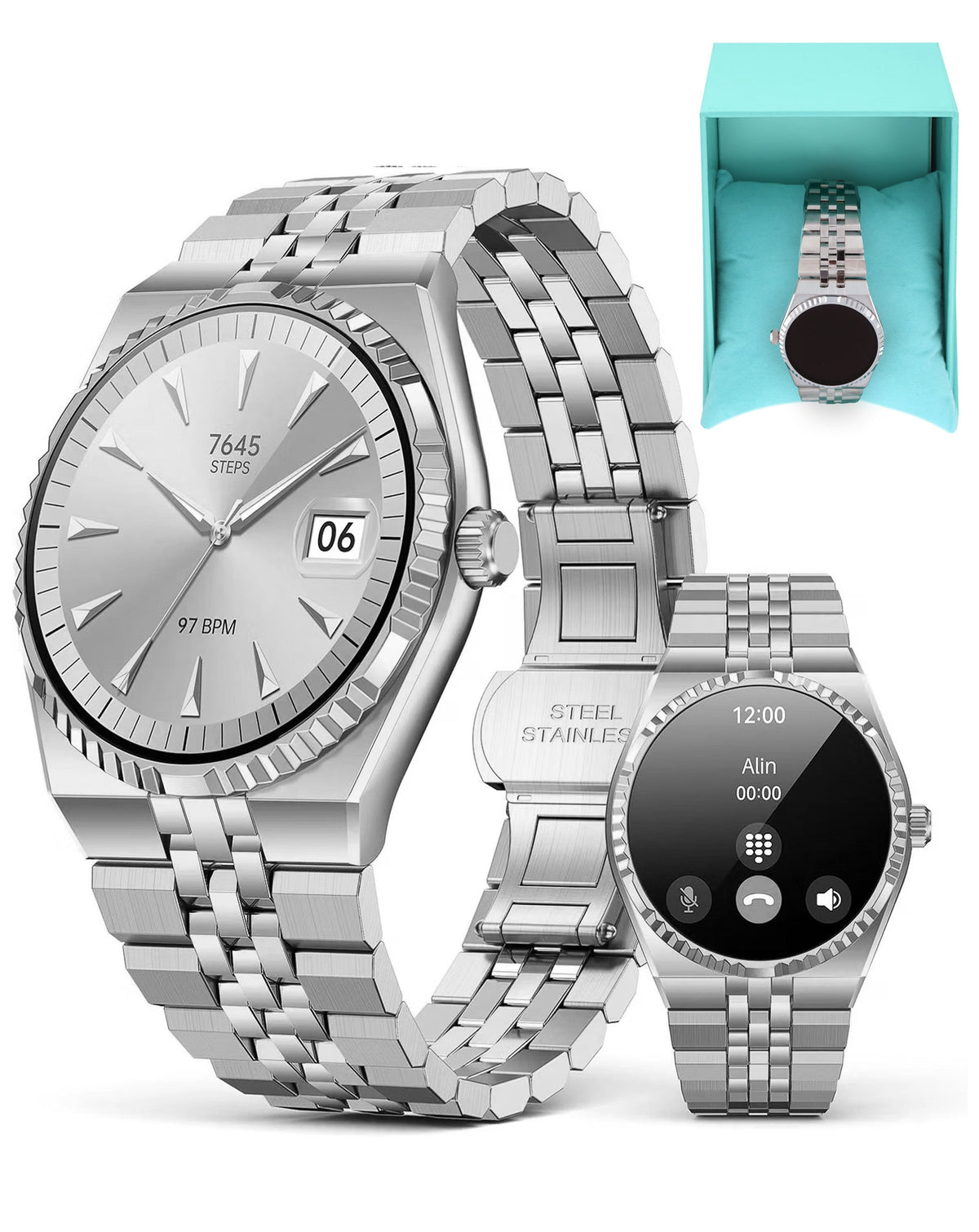 GloryFitPro Smart Watch with 1.32" AMOLED Display — Silver